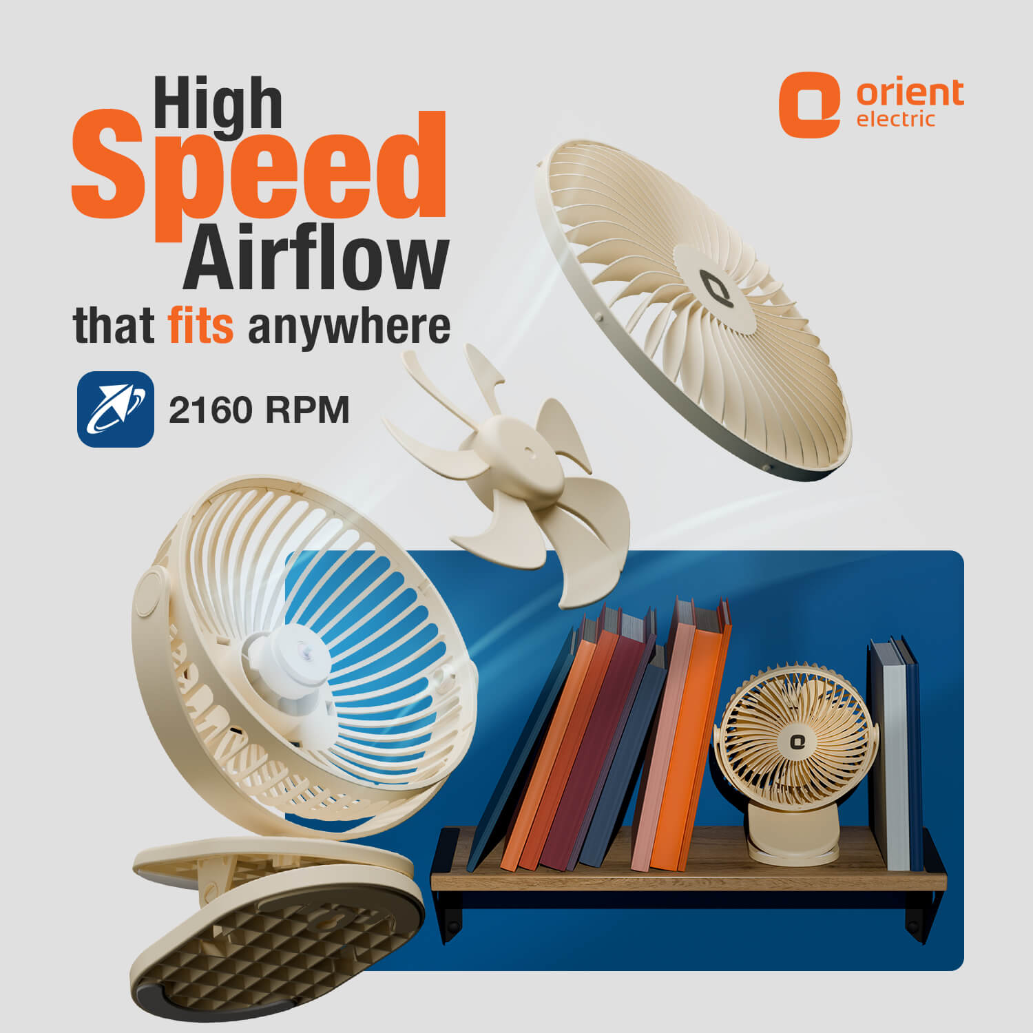 Orbis 5'' Personal Fan | 360 Degree Rotation | Chargeable Portable Fan