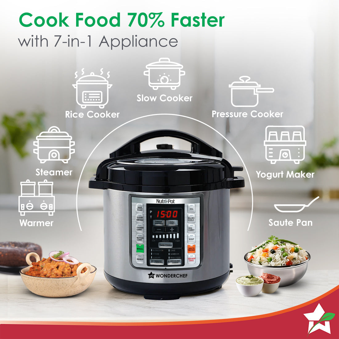 Nutri-Pot 6L Electric Pressure Cooker with 7-in-1 Functions