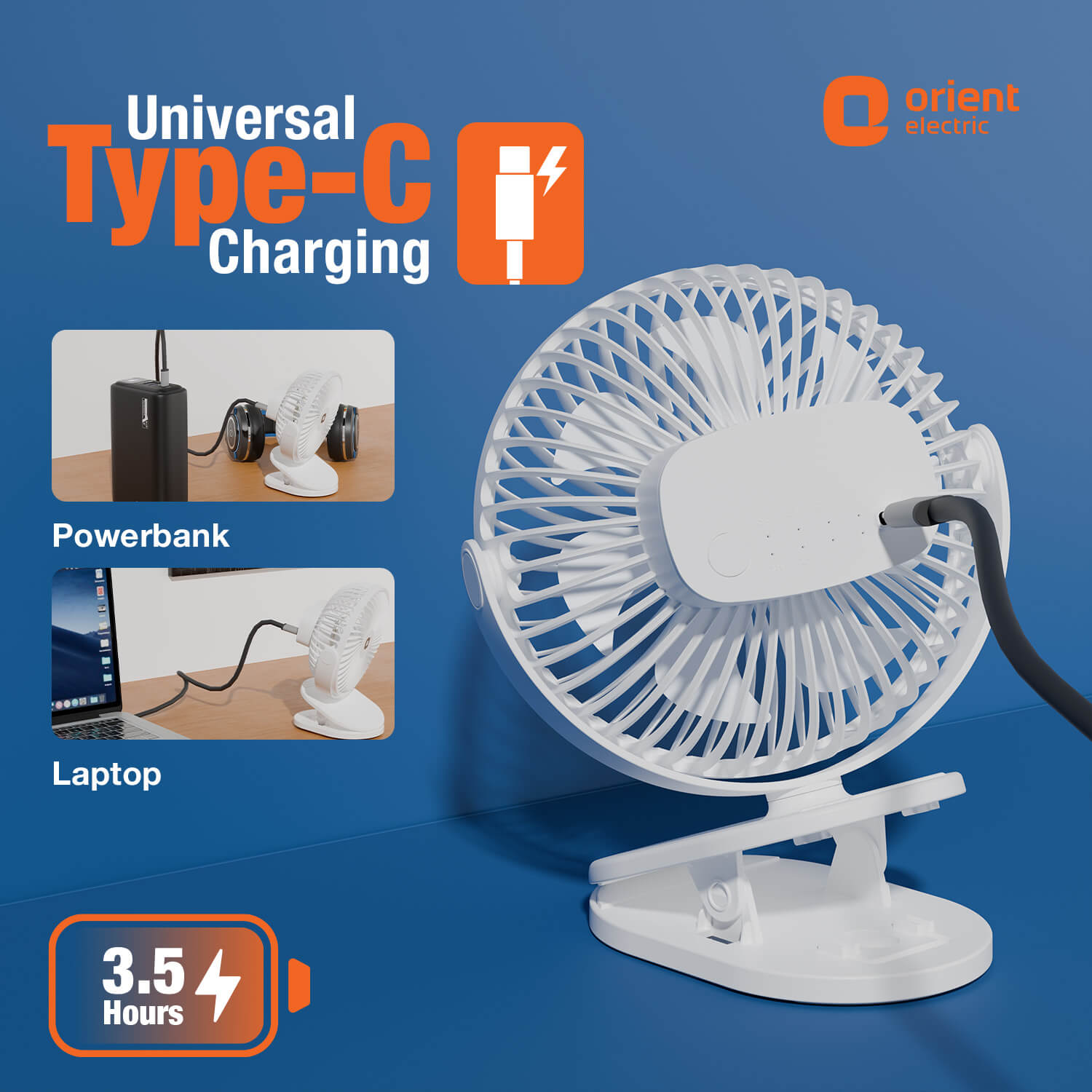 Orbis 5'' Personal Fan | 360 Degree Rotation | Chargeable Portable Fan