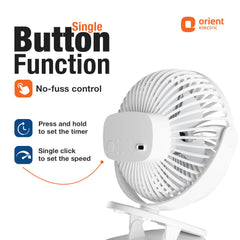 Orbis 5'' Personal Fan | 360 Degree Rotation | Chargeable Portable Fan