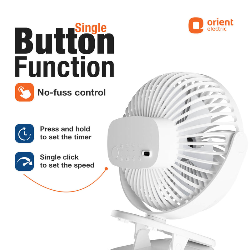 Orbis 5'' Personal Fan | 360 Degree Rotation | Chargeable Portable Fan