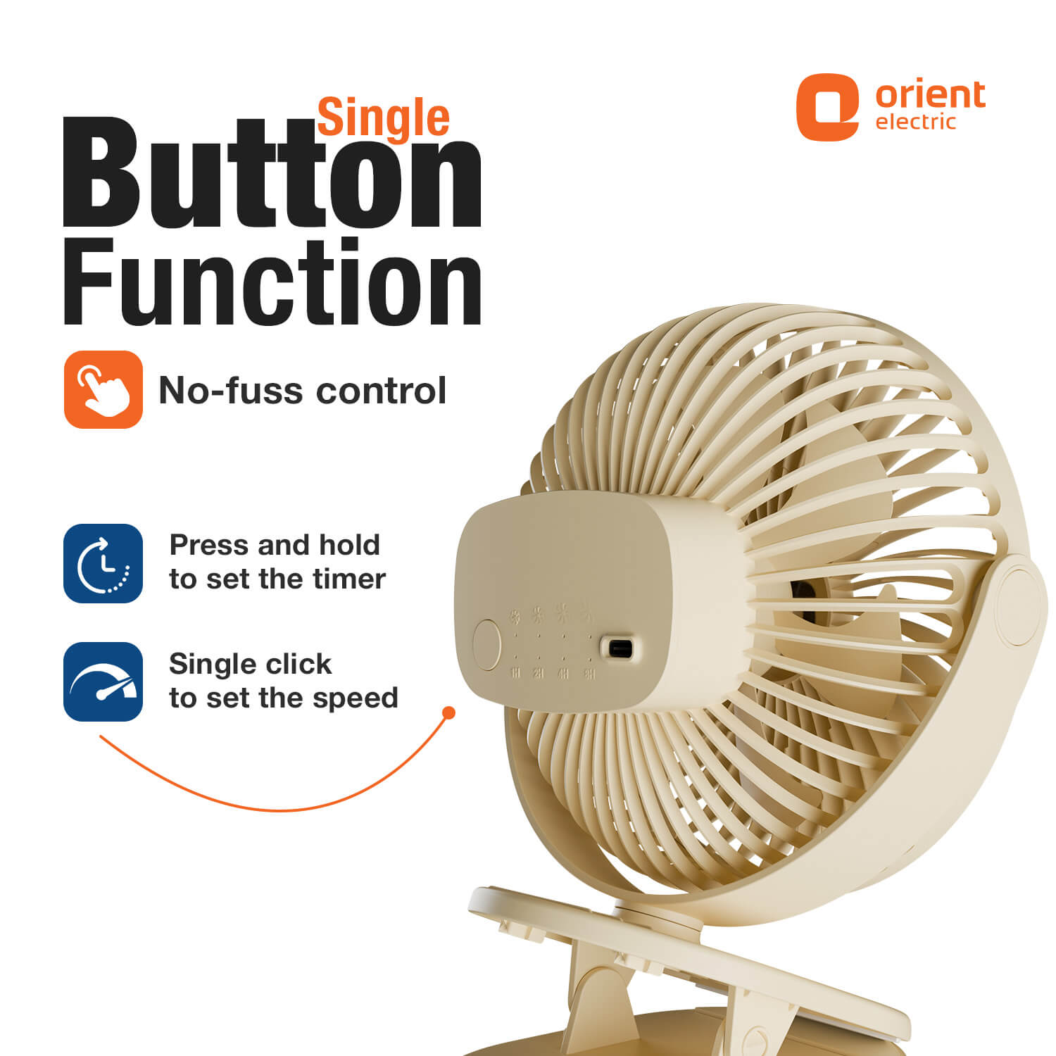 Orbis 5'' Personal Fan | 360 Degree Rotation | Chargeable Portable Fan
