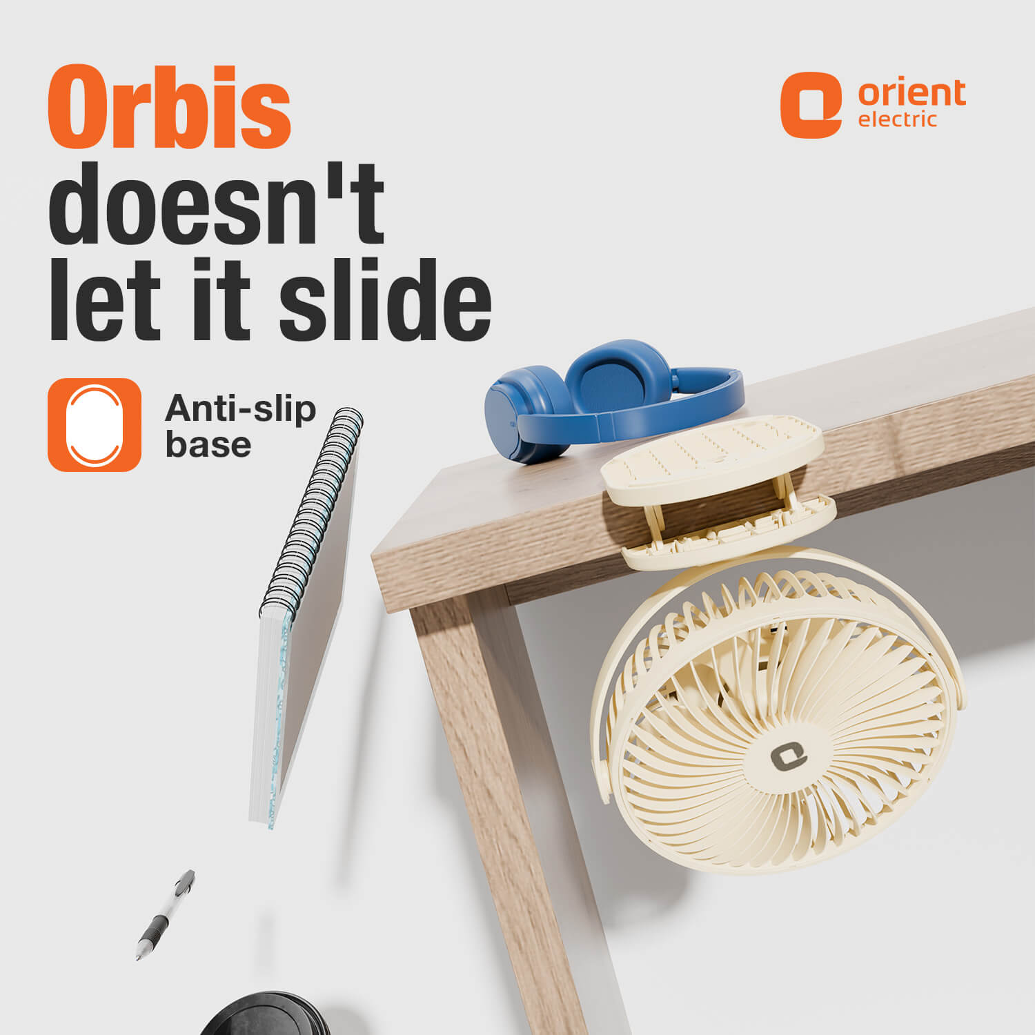 Orbis 5'' Personal Fan | 360 Degree Rotation | Chargeable Portable Fan