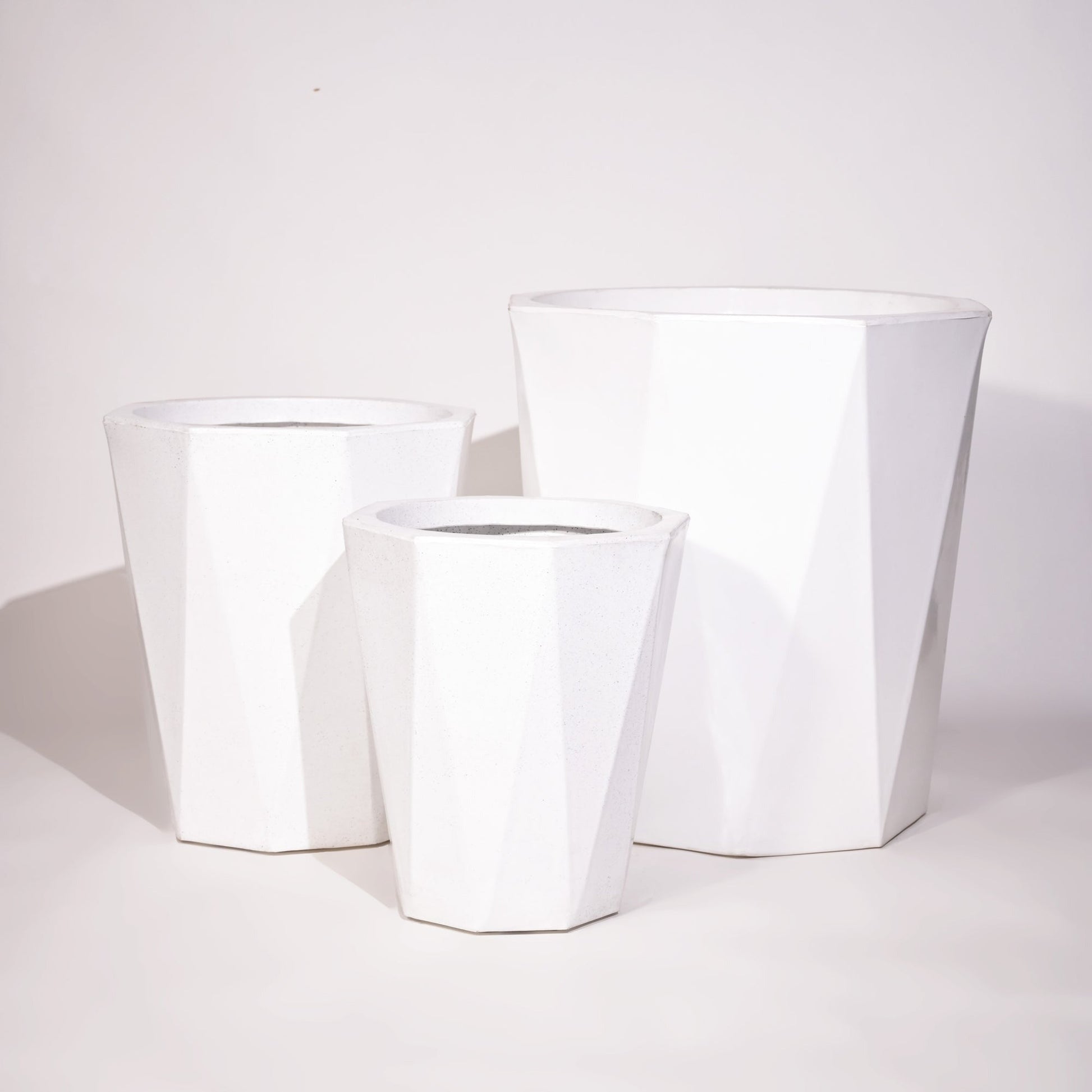 Diamond Outdoor Polymer Planters For Garden, Balcony (Pair Of Large, Small And Medium)