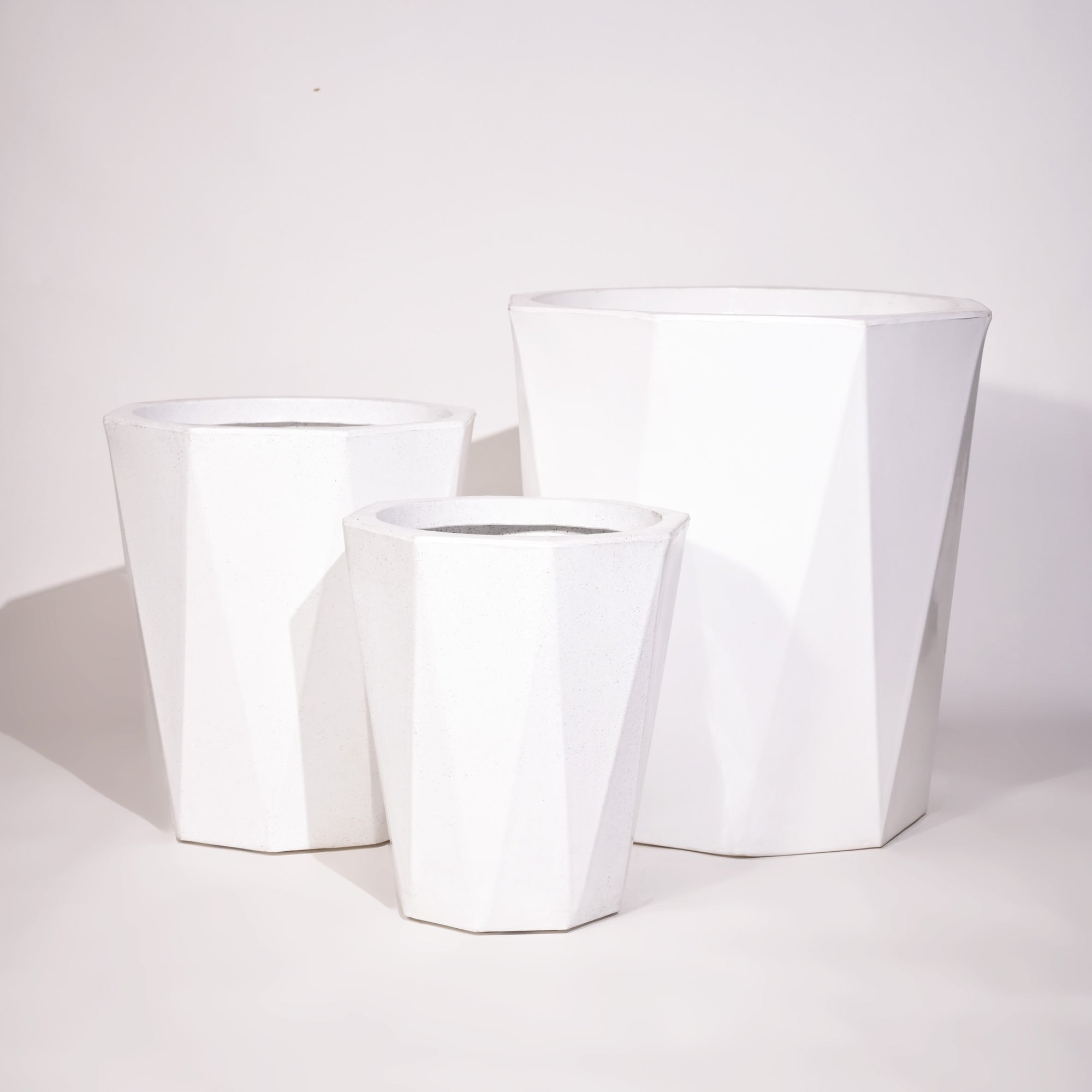 Diamond Outdoor Polymer Planters For Garden, Balcony (Pair Of Large, Small And Medium)