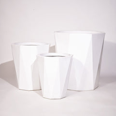 Diamond Outdoor Polymer Planters For Garden, Balcony (Pair Of Large, Small And Medium)