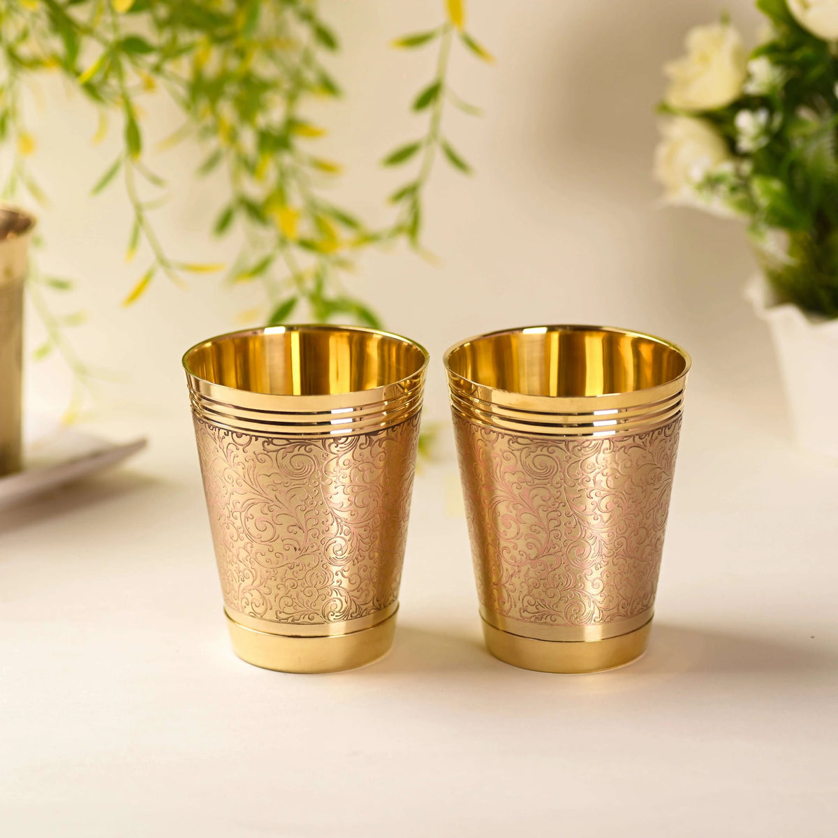 Brass Handcrafted Glass Pair