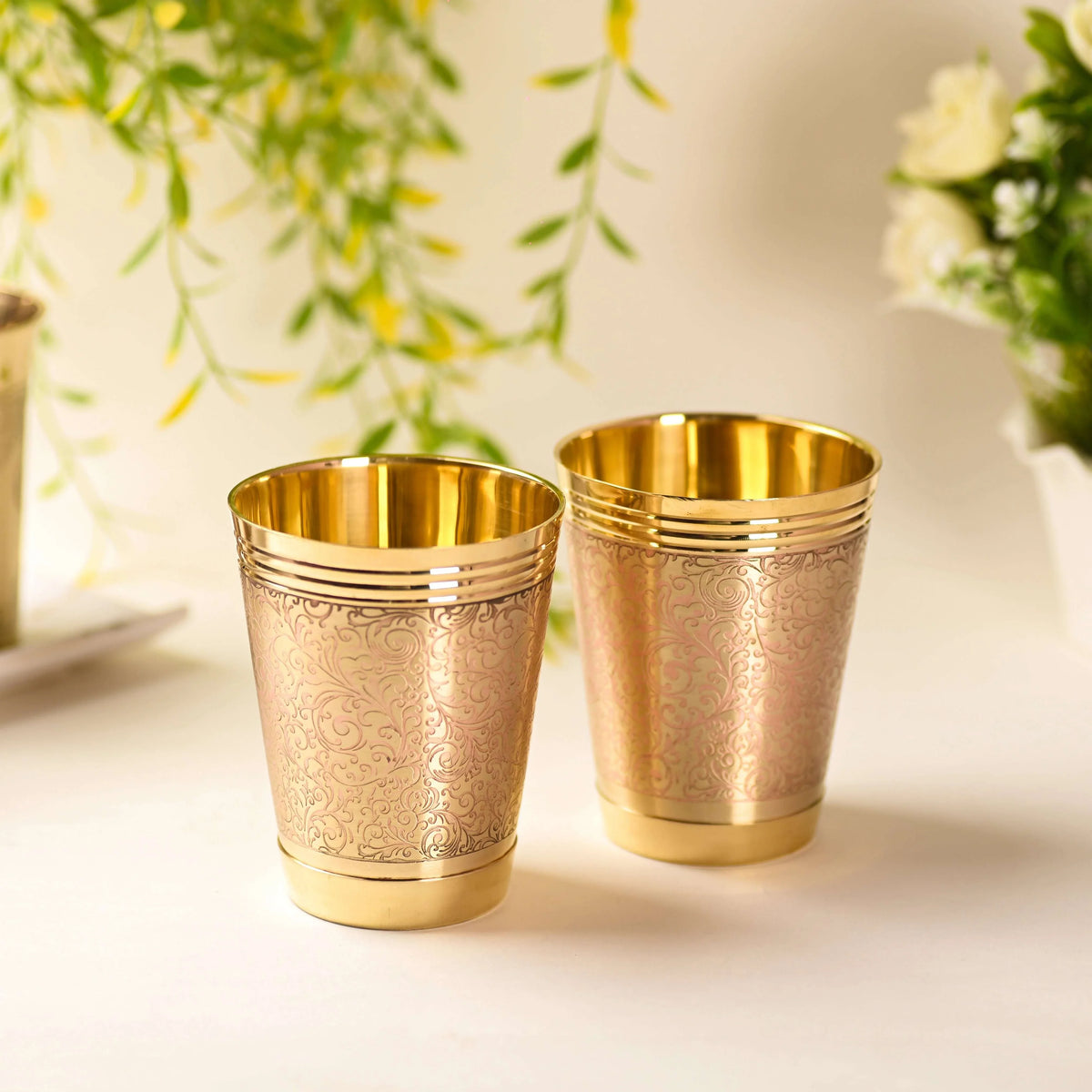 Brass Handcrafted Glass Pair
