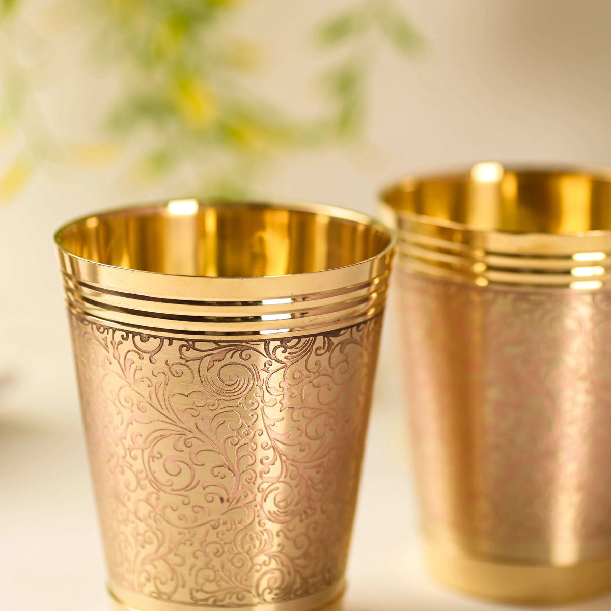 Brass Handcrafted Glass Pair