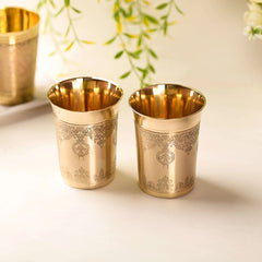Brass Hand Carved Glass Pair (4 Inch)
