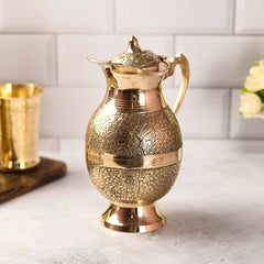 Brass Handcrafted Water Jug With Lid (9.5 Inch)