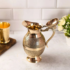 Brass Handcrafted Water Jug With Lid (9.5 Inch)