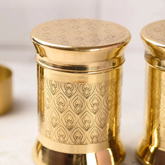 Brass Container / Storage Jar With Lid Pair (5.5 Inch)
