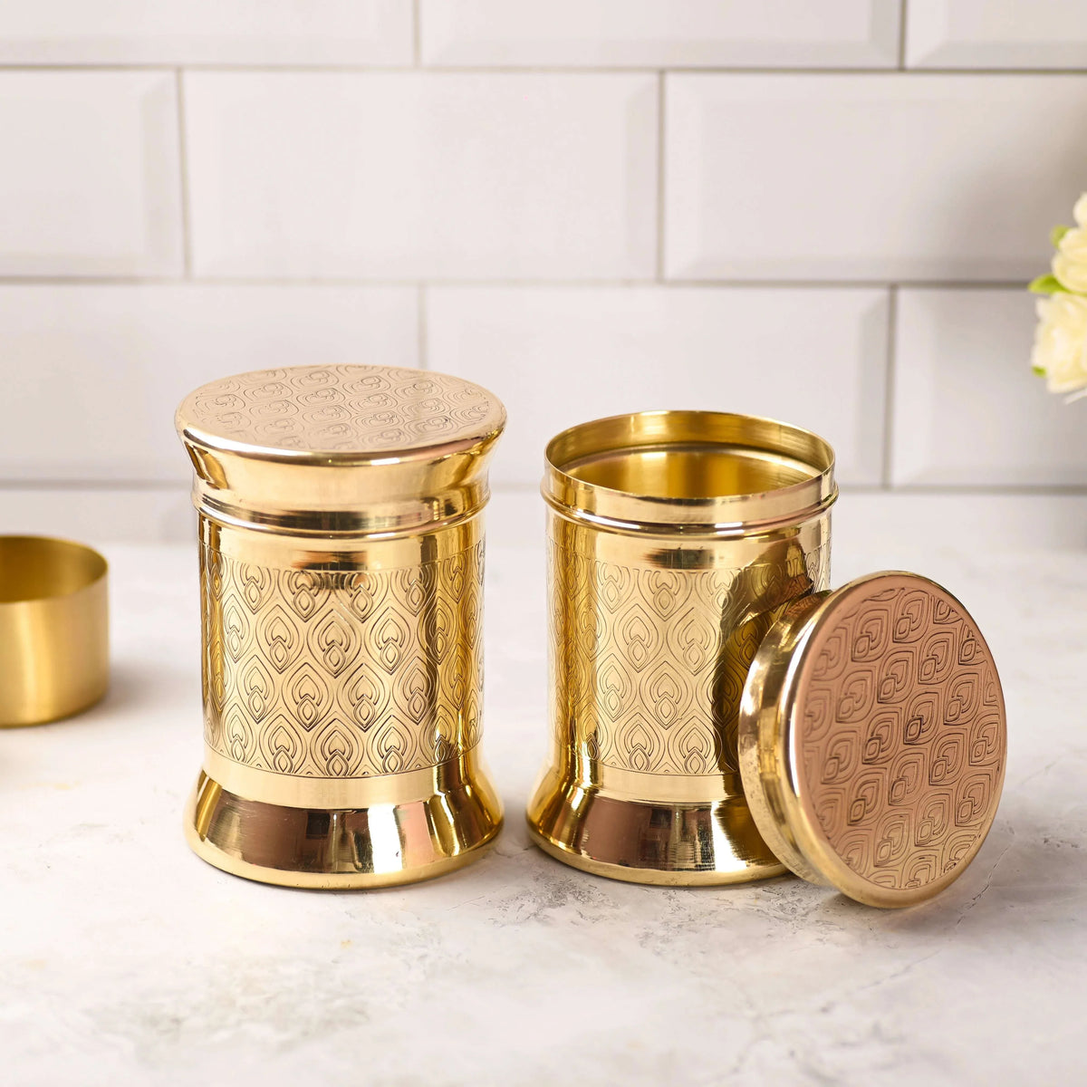 Brass Container / Storage Jar With Lid Pair (5.5 Inch)