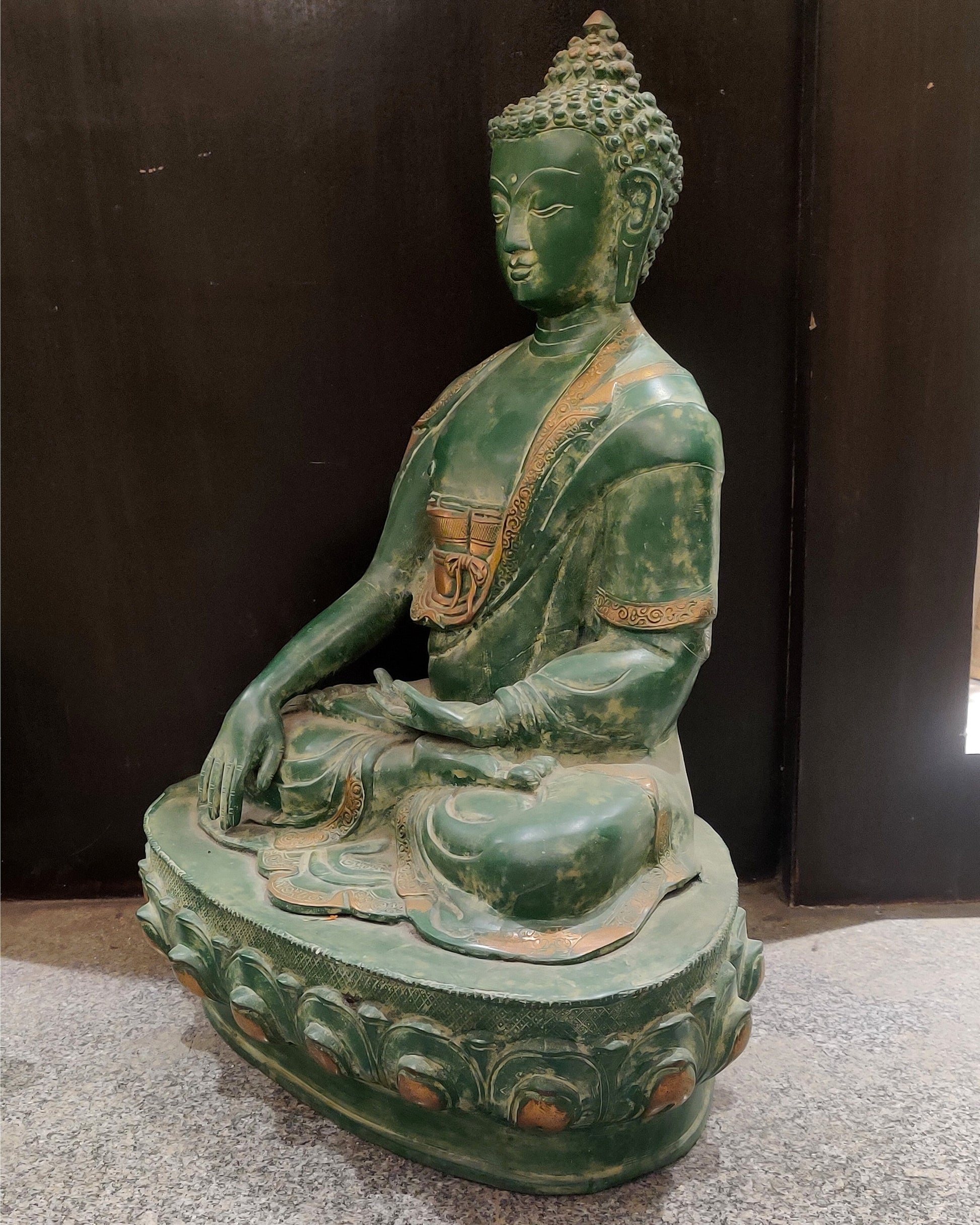 Buddha brass statue buddha idol bhoomisparsa stone finish 20 inch