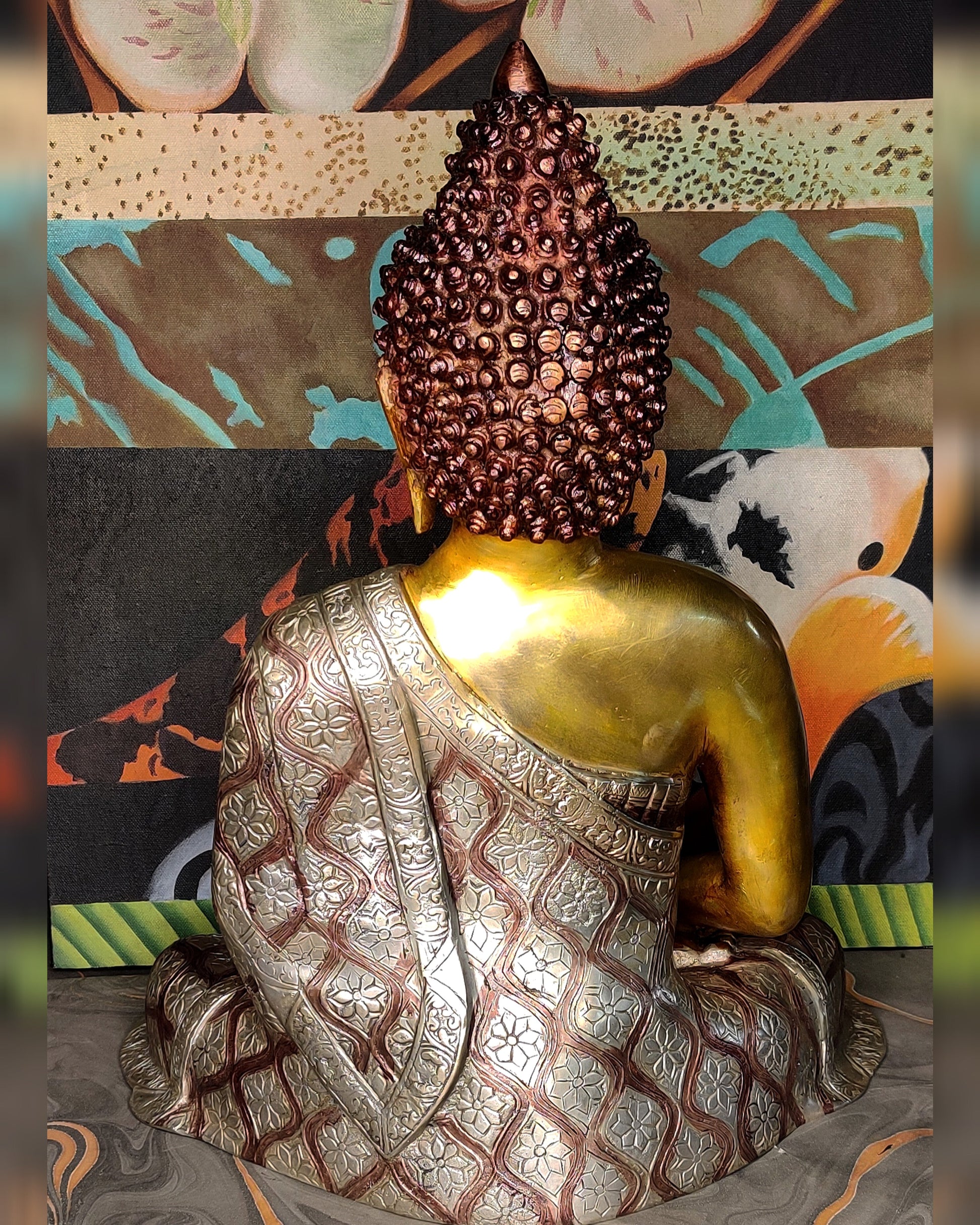 Deep Meditation: Buddha Brass Idol with Medicine Bowl 17 inch