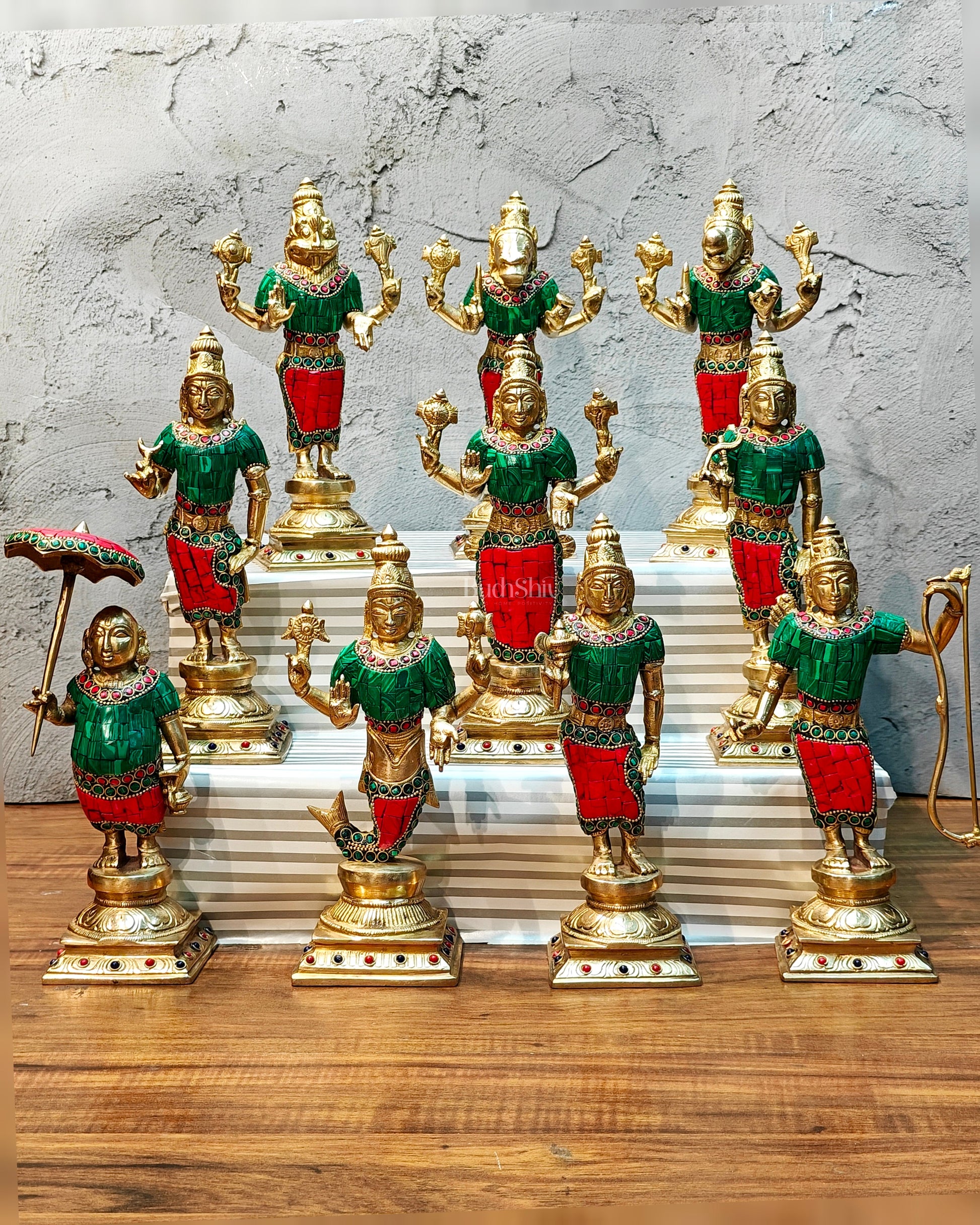 Brass Superfine Dashavatar Idols with stonework 10"