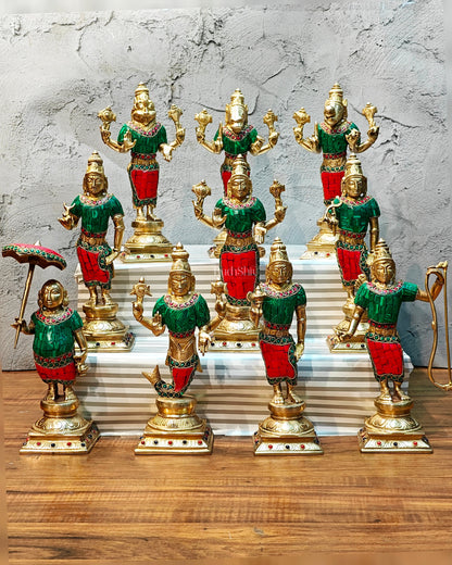 Brass Superfine Dashavatar Idols with stonework 10"