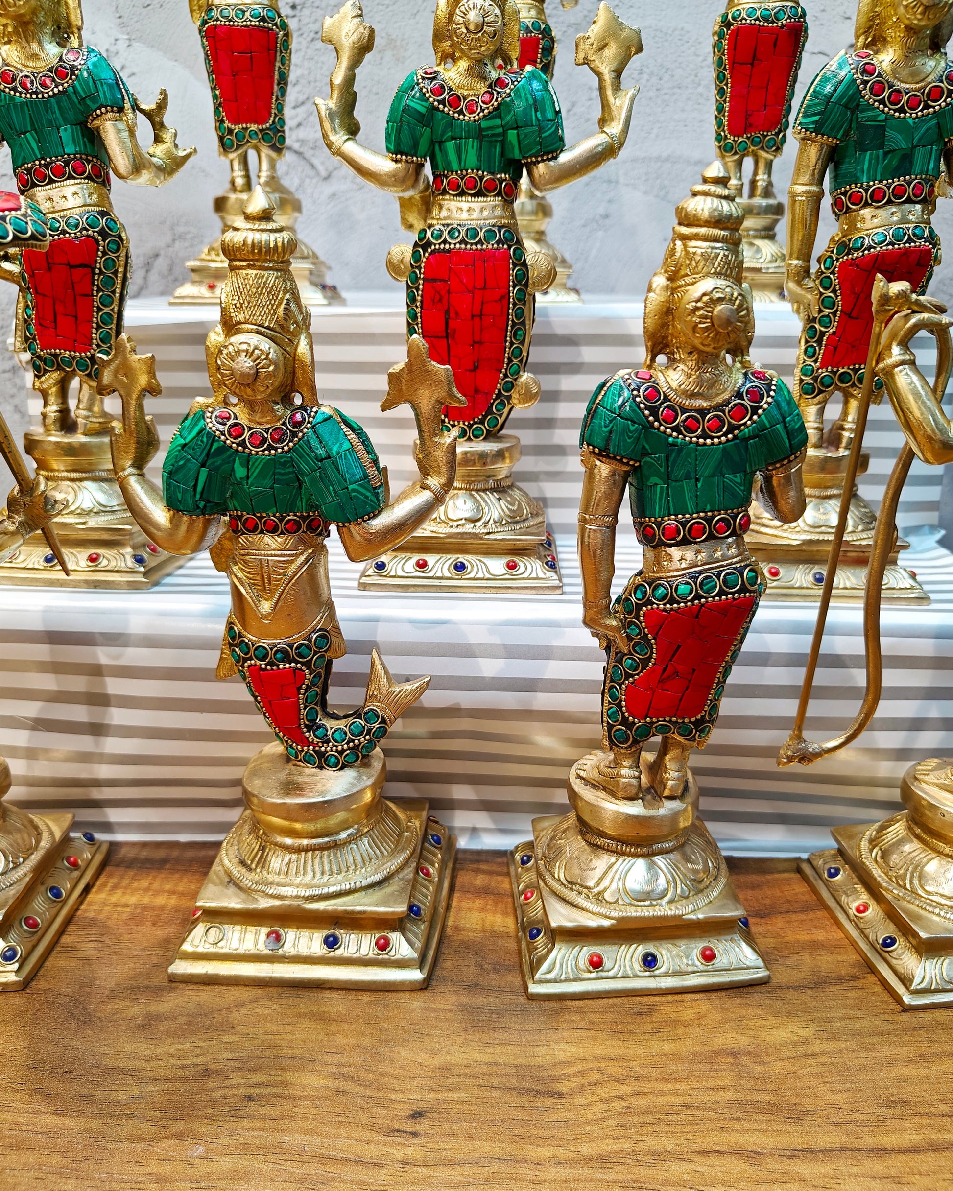 Brass Superfine Dashavatar Idols with stonework 10"