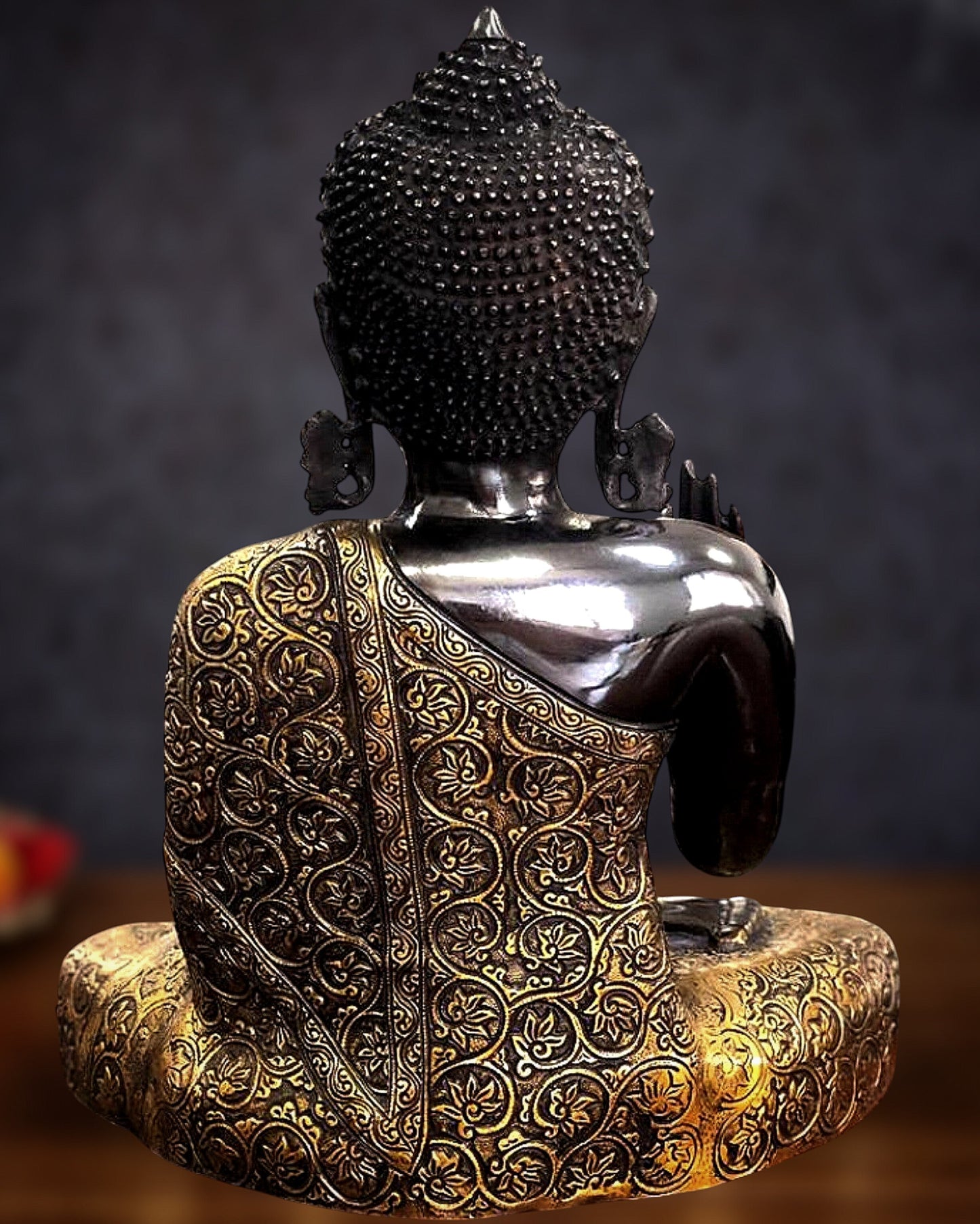 Buddha Brass Idol with Base - Abhaya Mudra Pose 17 inch