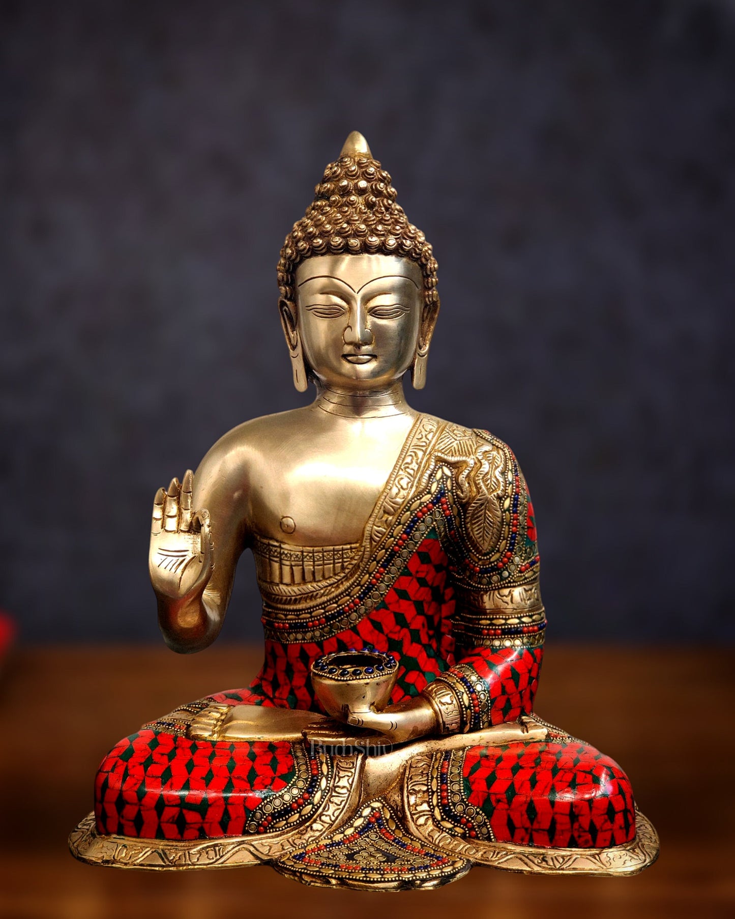 Buddha Brass Idol in Aashirwaad Abhaya Mudra 17 inch
