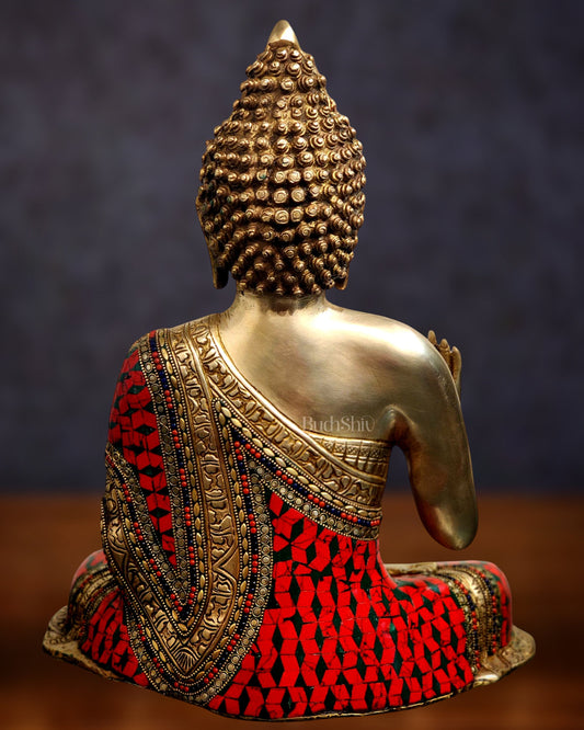 Buddha Brass Idol in Aashirwaad Abhaya Mudra 17 inch
