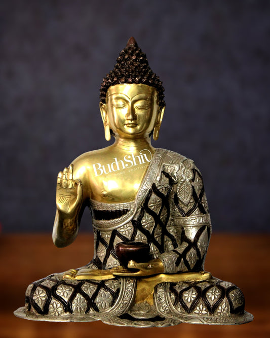 Blessings and Healing: Buddha Brass Idol 17 inch