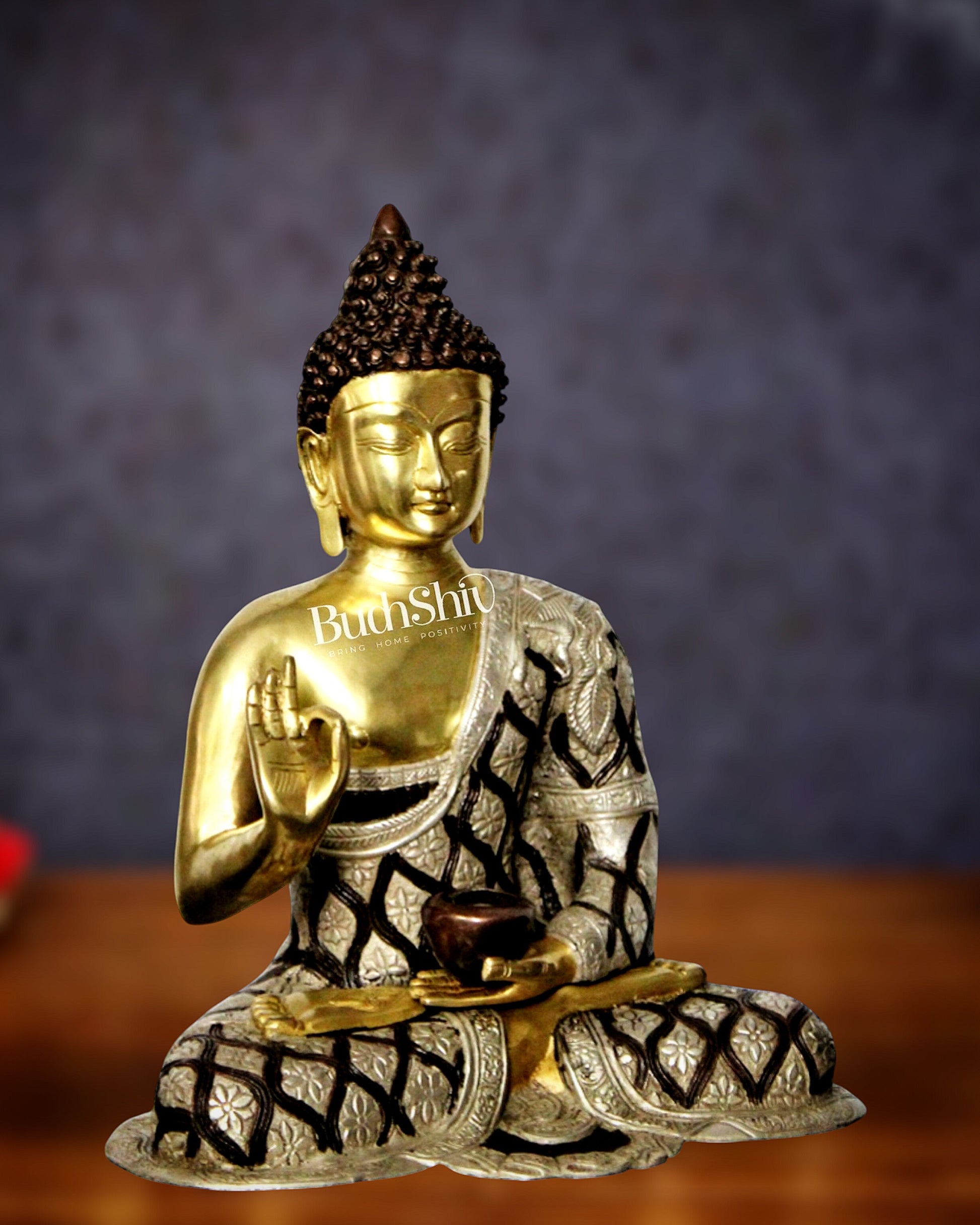 Blessings and Healing: Buddha Brass Idol 17 inch