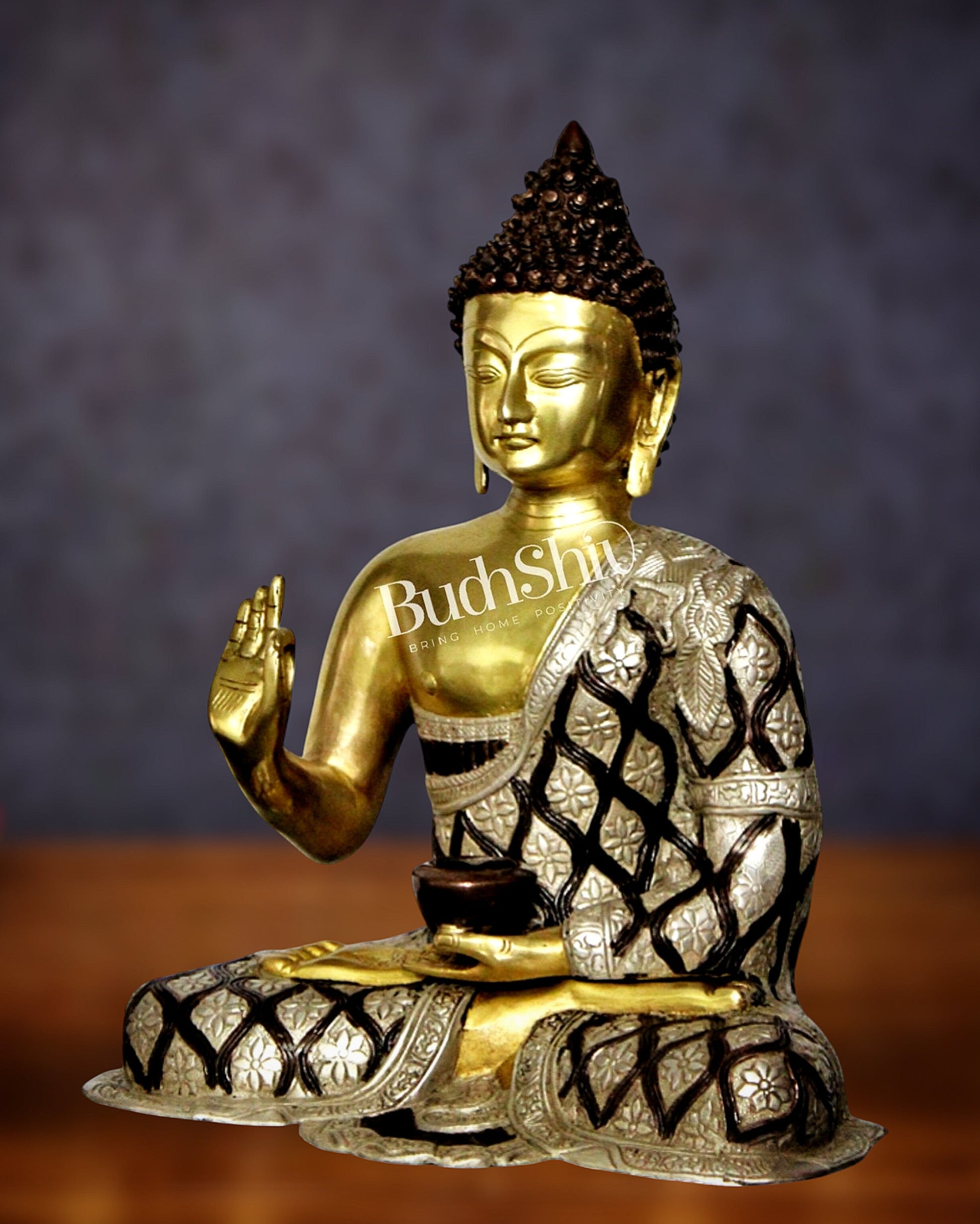 Blessings and Healing: Buddha Brass Idol 17 inch