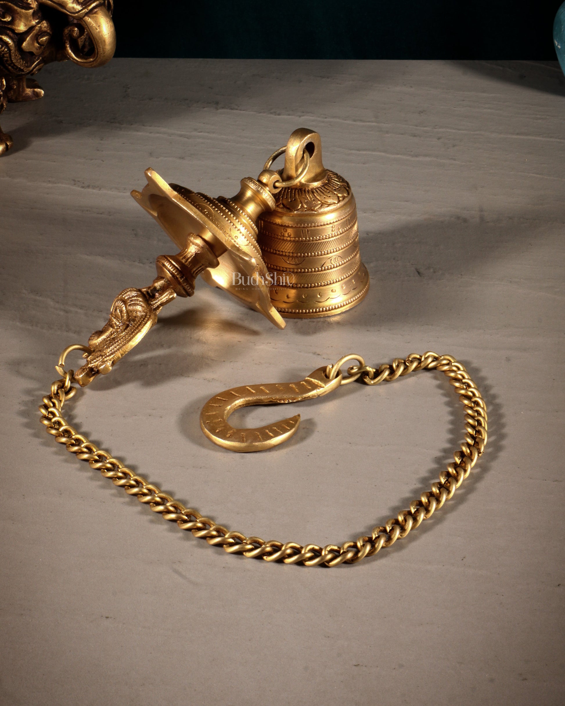 Pure Brass Annam Pakshi Hanging Oil Lamp with Bell