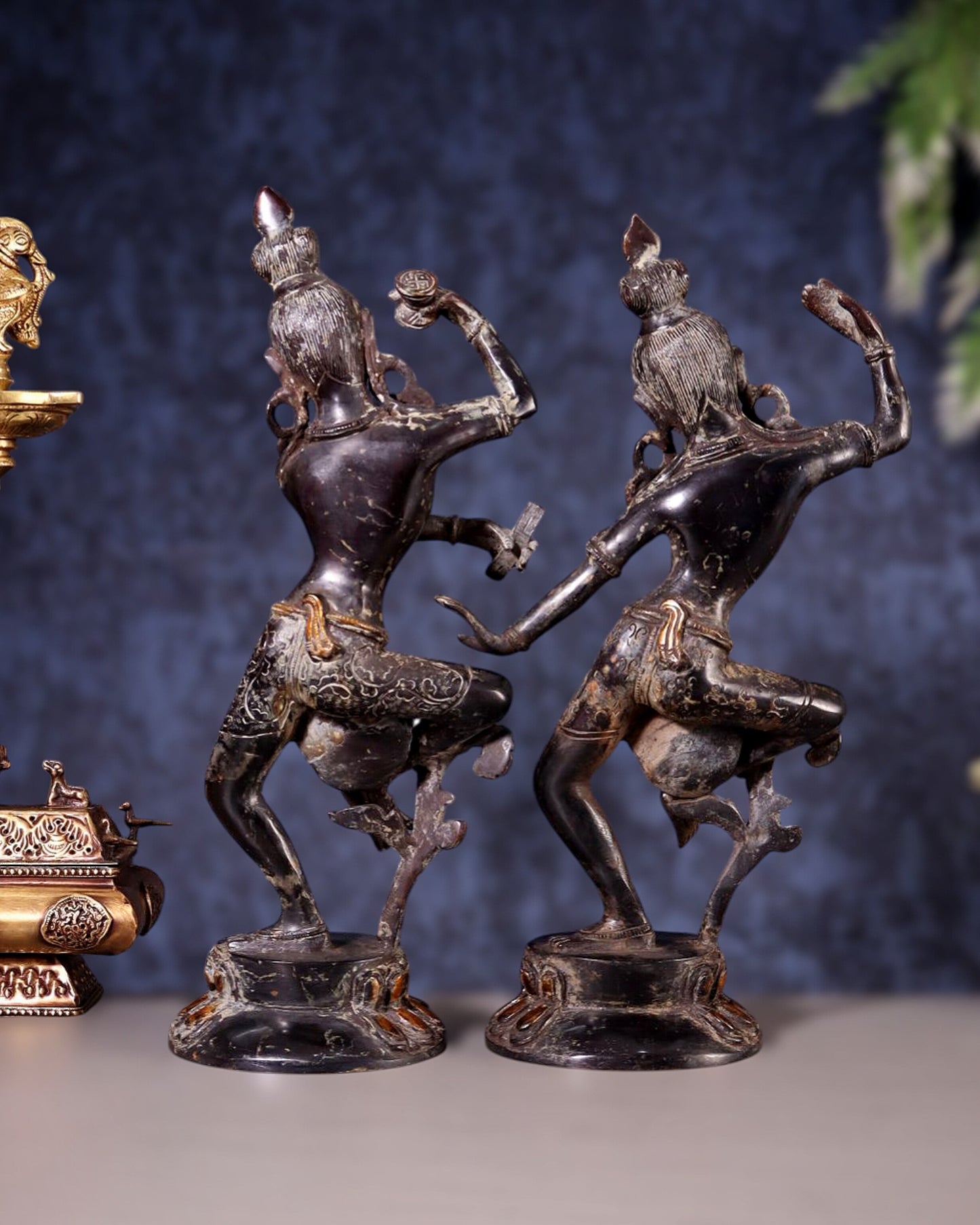 15" Lord Shiva and Parvati Dancing Idols - Pure Brass