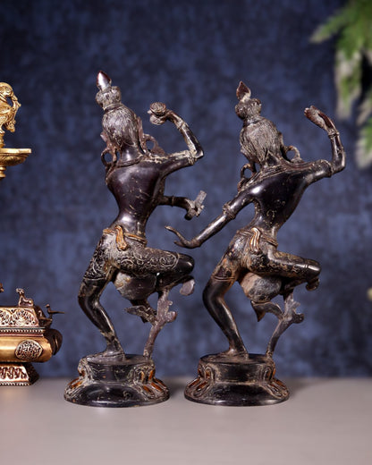 15" Lord Shiva and Parvati Dancing Idols - Pure Brass
