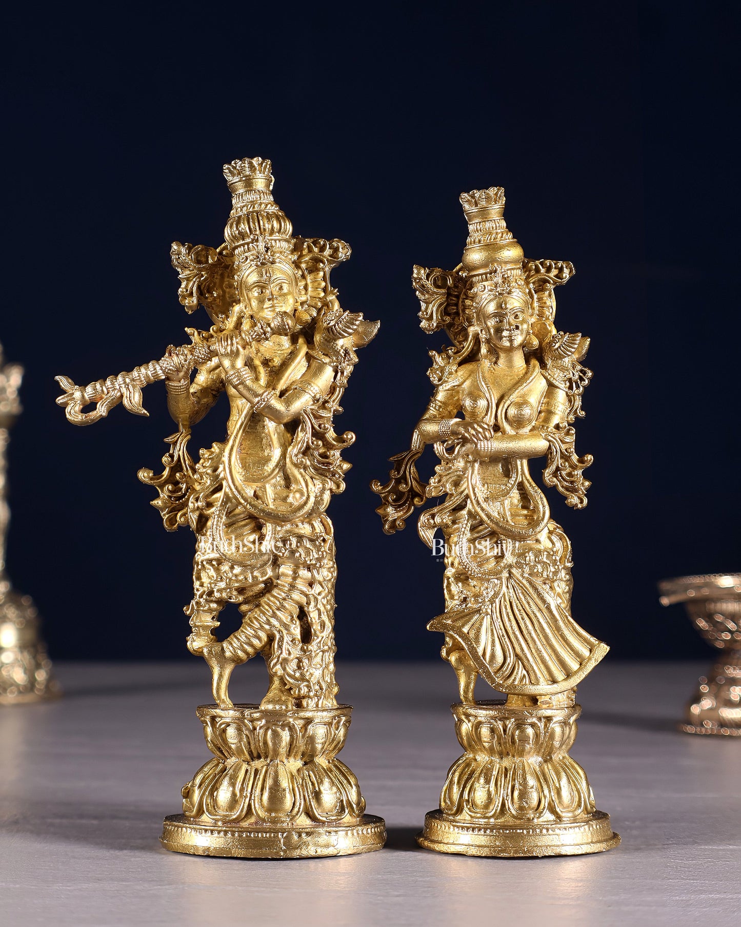 Pure Bronze Radha Krishna Idol | 5" (12.7 cm) Panchaloha Statue