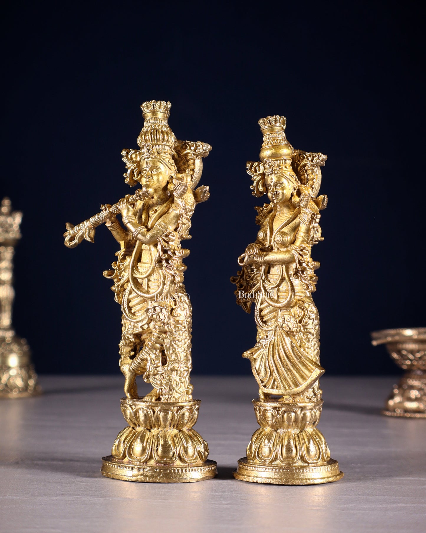 Pure Bronze Radha Krishna Idol | 5" (12.7 cm) Panchaloha Statue