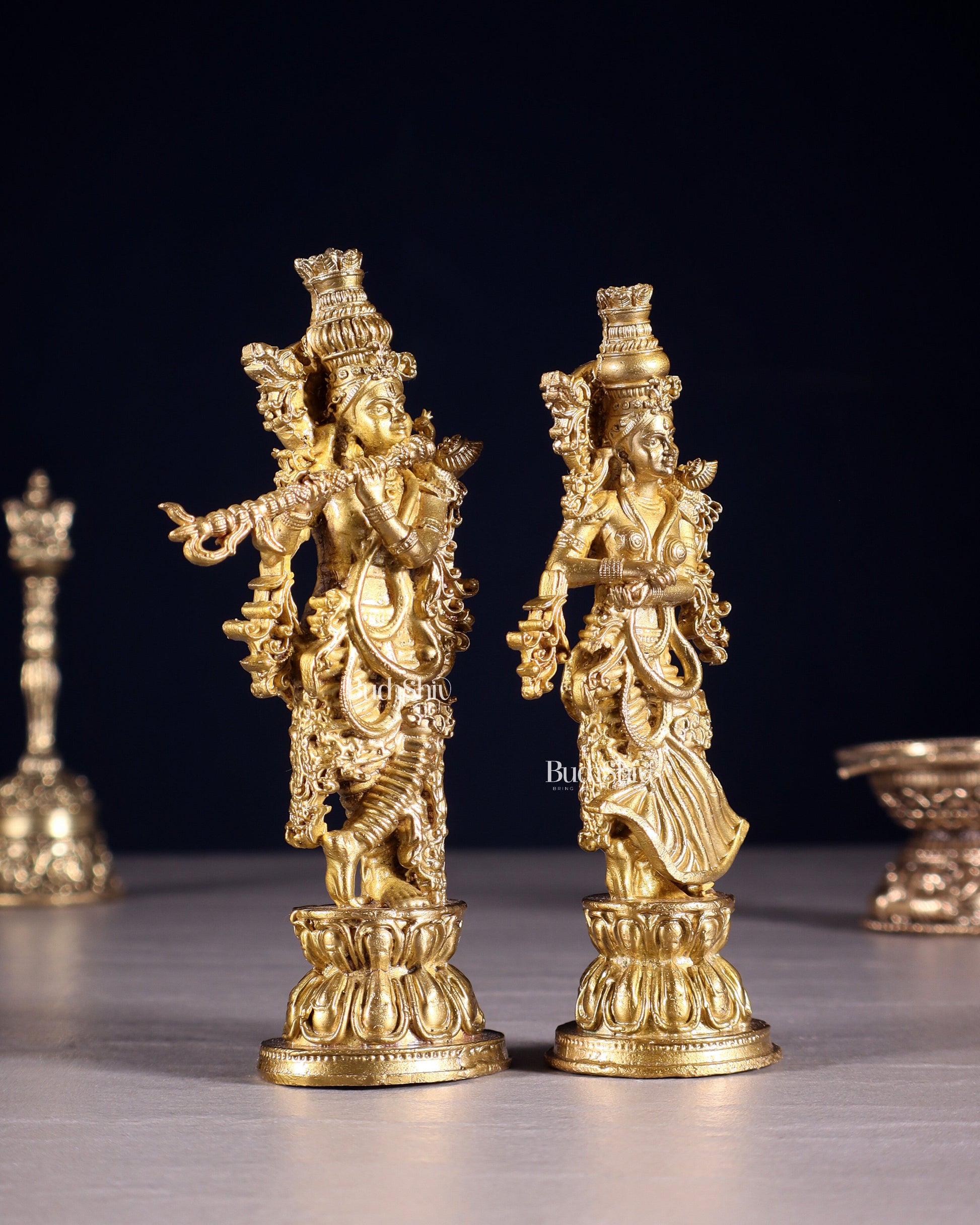 Pure Bronze Radha Krishna Idol | 5" (12.7 cm) Panchaloha Statue