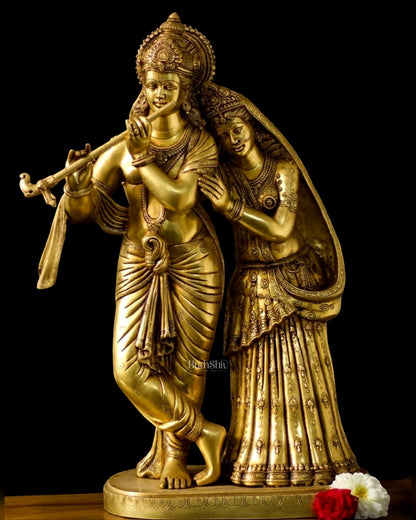 Brass Superfine Large Radha Krishna Standing Together Statue - 24"