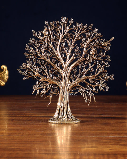 Pure Brass Kalpavriksha Tree Showpiece – 6"