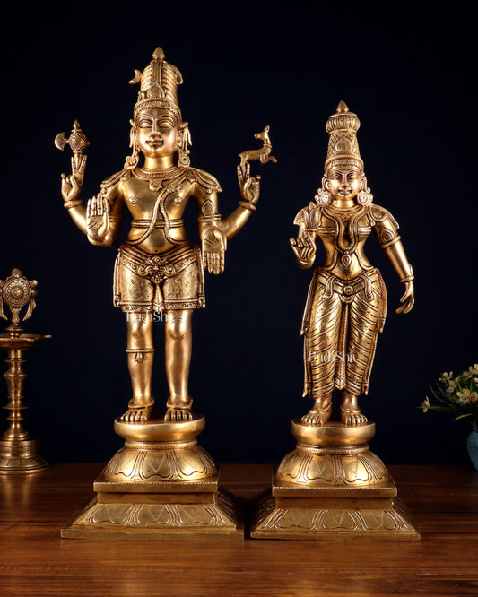Brass Standing Shiva Parvati idols 23 inch utsava murti
