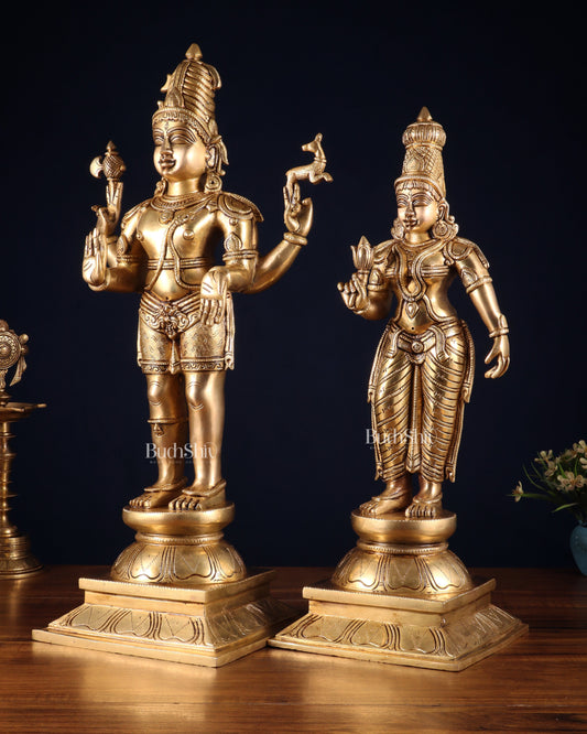 Brass Standing Shiva Parvati idols 23 inch utsava murti