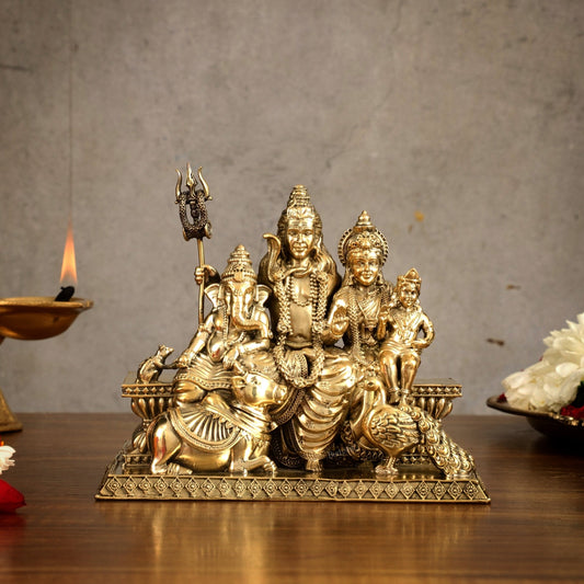Pure Brass Superfine Shiv Parivar Idol - 6 inch