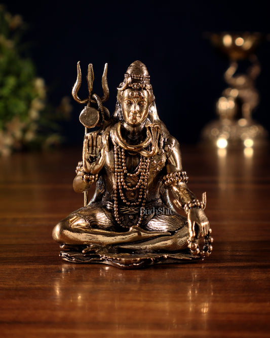 Pure Brass Superfine Blessing Lord Shiva Idol – 3"