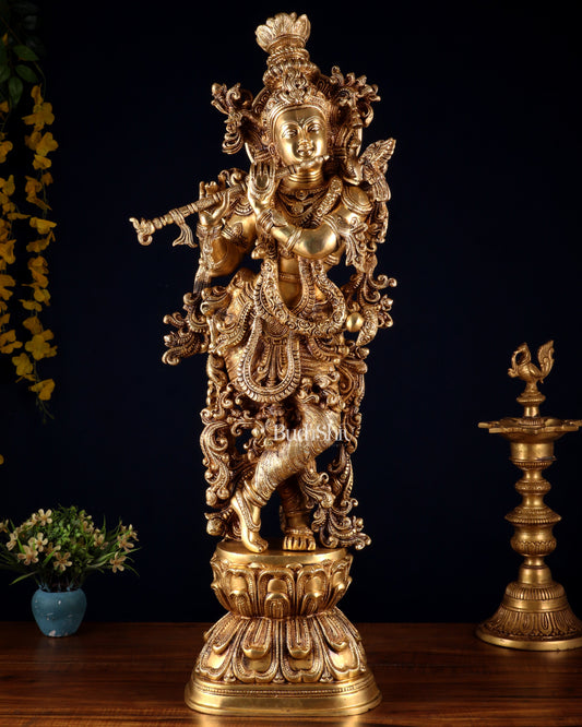 Brass Superfine Krishna Statue - 30" Original