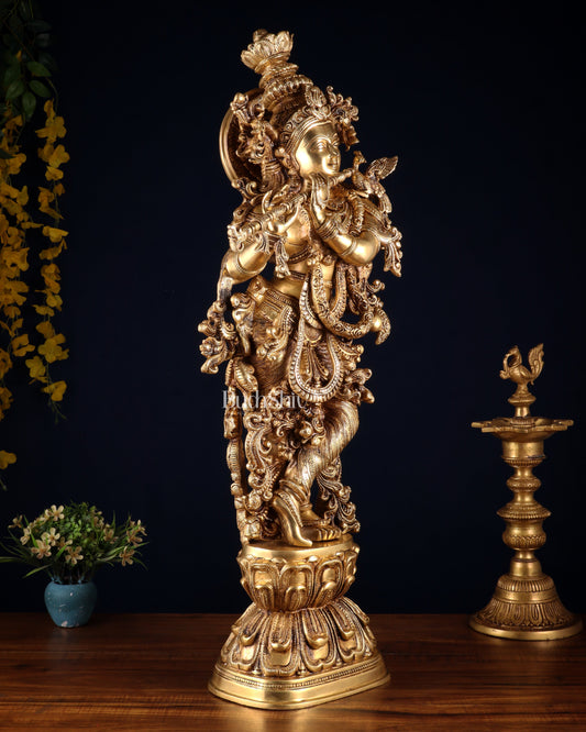 Brass Superfine Krishna Statue - 30" Original