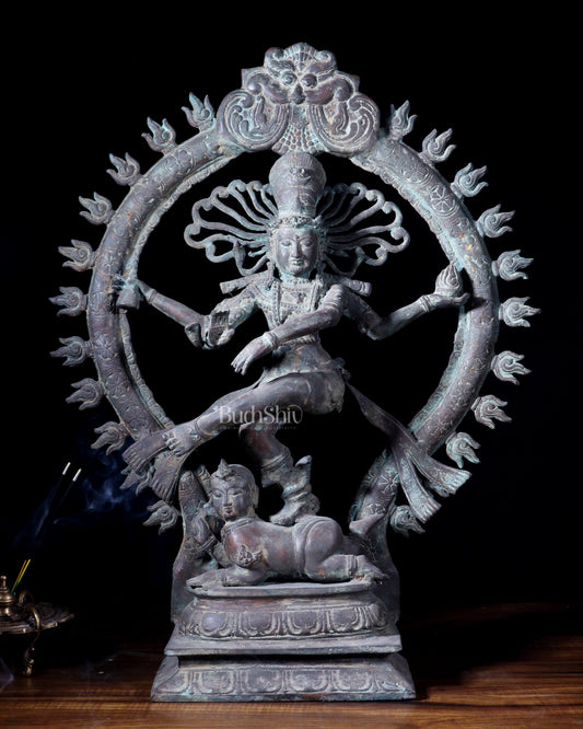 Handcrafted Bronze Nataraja – Dancing Shiva Vintage Indonesian Sculpture 22"