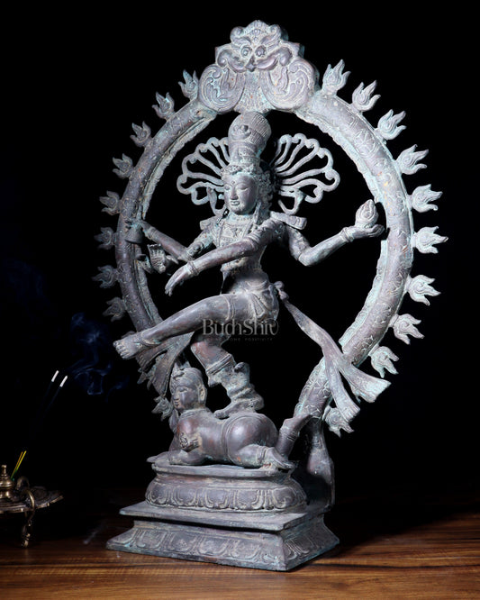 Handcrafted Bronze Nataraja – Dancing Shiva Vintage Indonesian Sculpture 22"