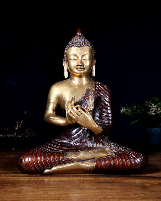 Pure Brass Buddha Statue 14 inch dual tone