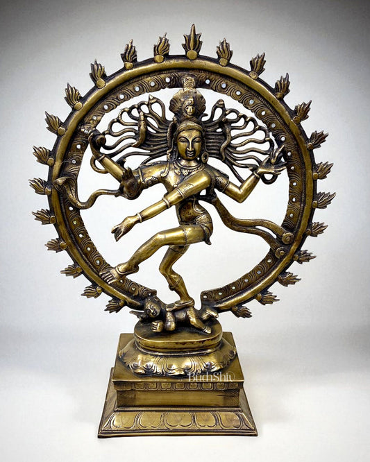 Pure Brass Dancing Shiva Nataraja Statue - Height 21" antique finish