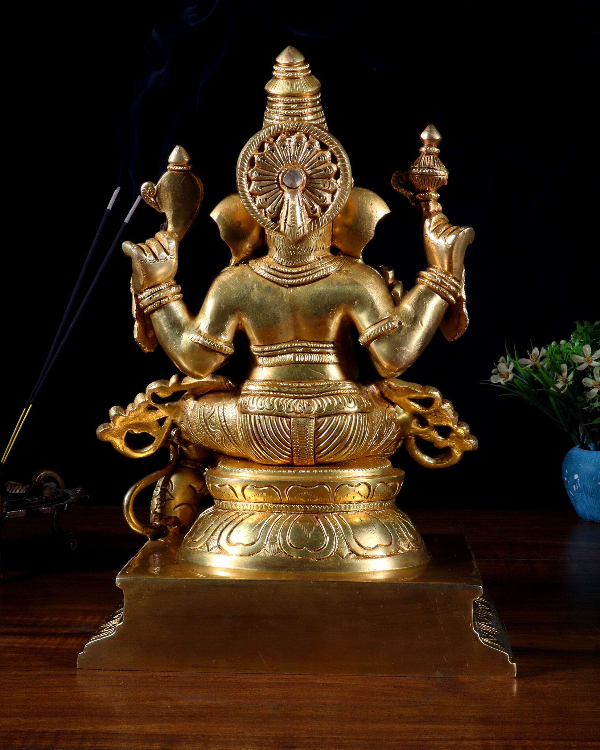 Pure Brass Dakshinabhimukhi Ganapati Statue 13" right side trunk ganesha idol valampuri