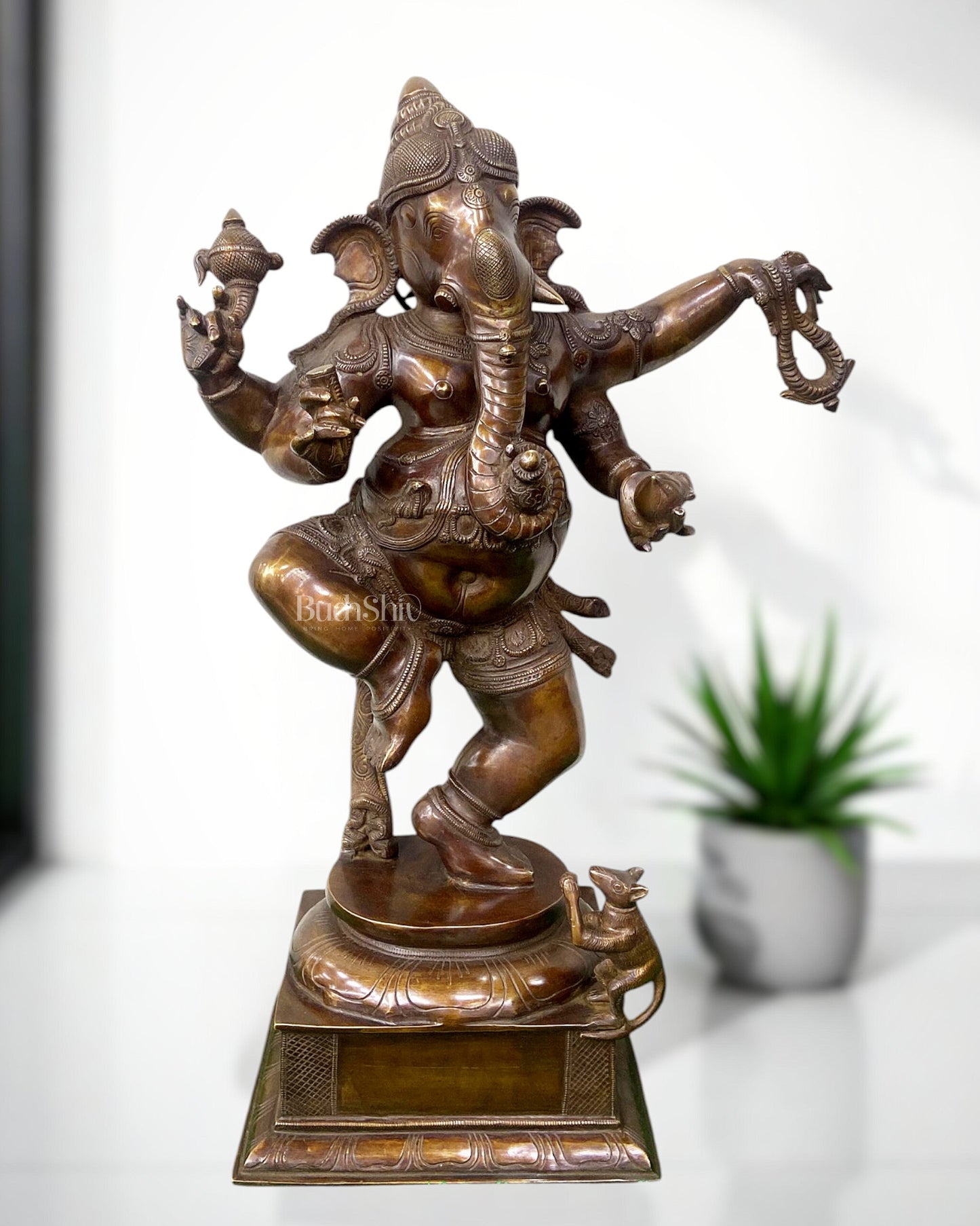 Brass Large Dancing Ganapati Statue 25"