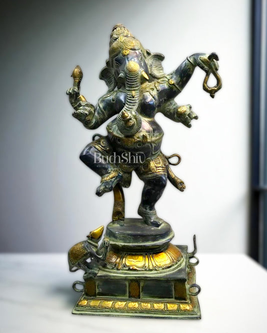 Pure Brass Dancing Ganesha Statue | 22.4”